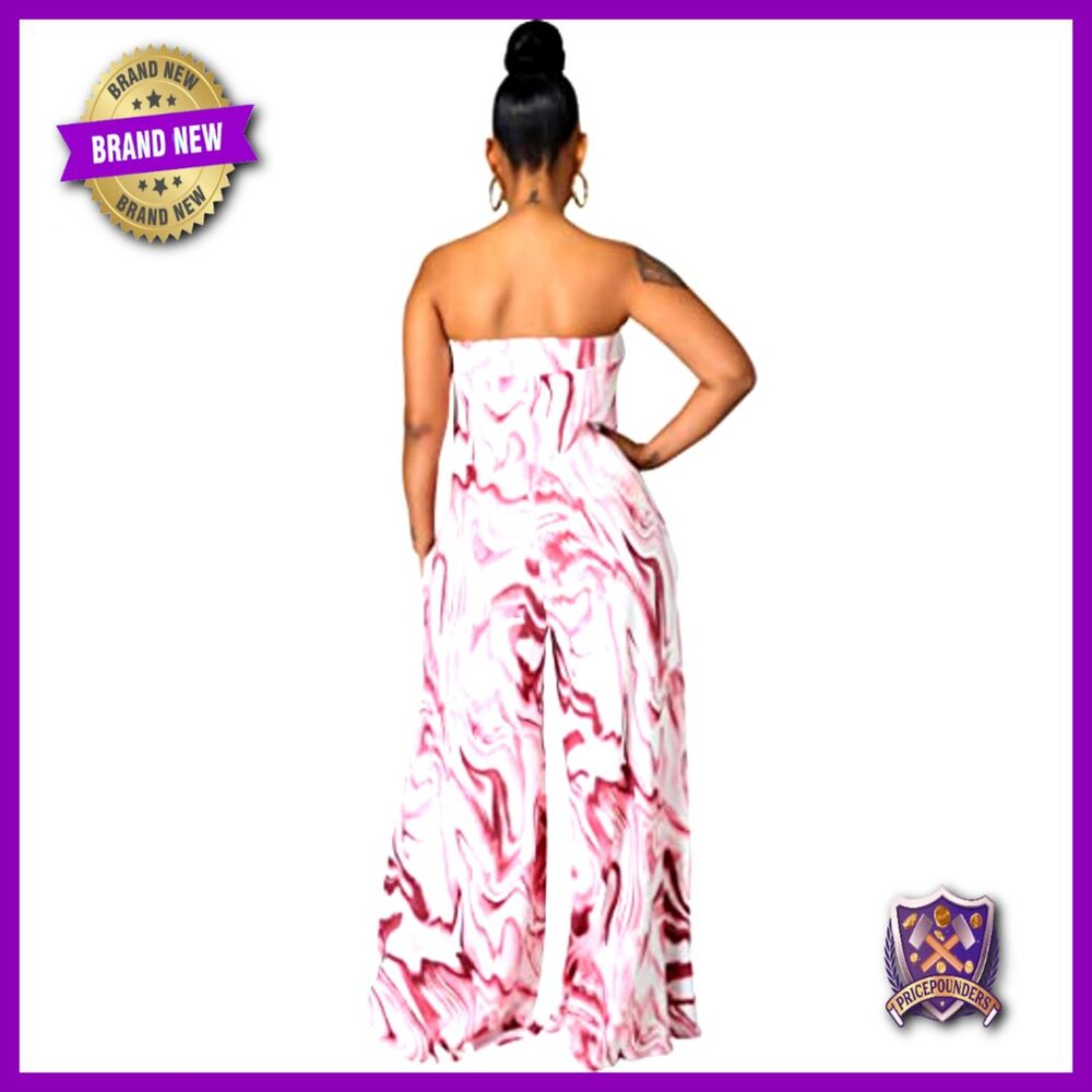 Sleeveless Pleated Jumpsuit Wide Leg Pants Casual Fashion Romper Polyester - Picture 3 of 7